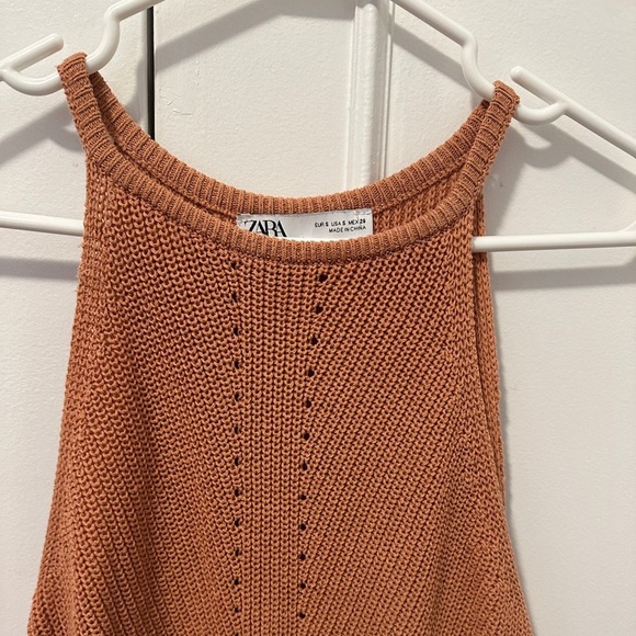 Zara crochet Burnt Orange Knit Tank Top Size Small Women’s - Picture 2 of 10